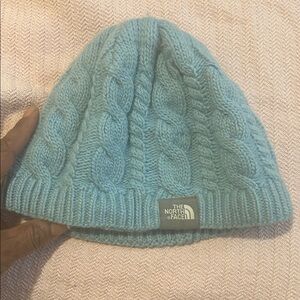 The North Face Light Blue Cable Knit Hat
